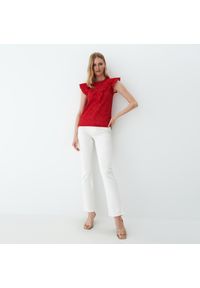Mohito - Ażurowa bluzka z bawełny - Czerwony. Kolor: czerwony. Materiał: bawełna. Wzór: ażurowy #1