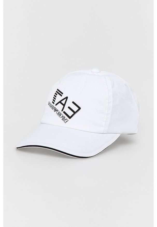 EA7 Emporio Armani czapka bawełniana 284952.2R101 kolor biały z aplikacją. Kolor: biały. Materiał: bawełna. Wzór: aplikacja