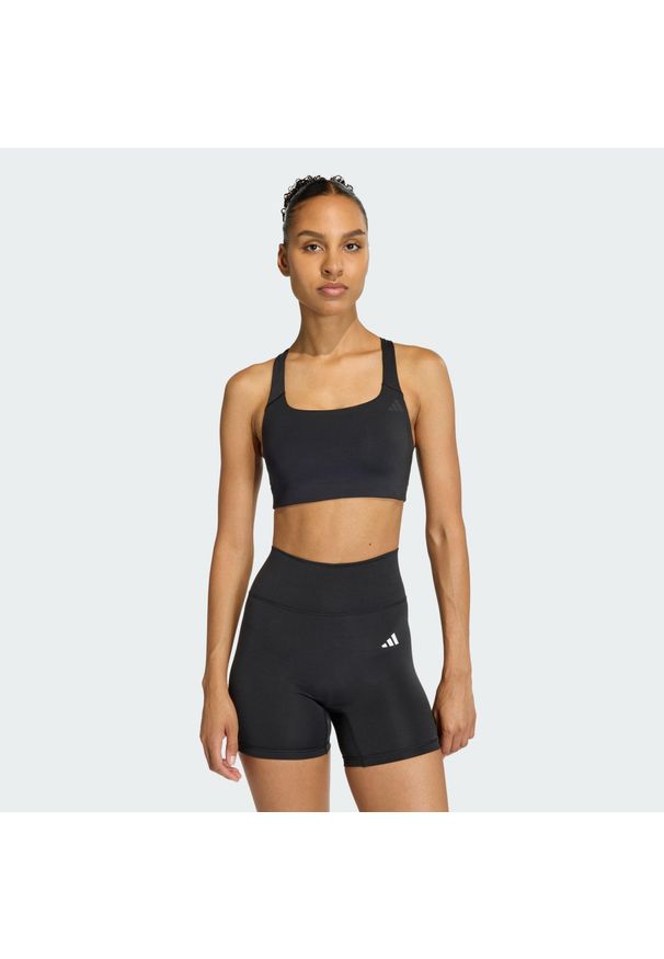 Adidas - Biustonosz Optime Workout ze średnim wsparciem. Kolor: czarny. Technologia: ClimaCool (Adidas). Sport: fitness