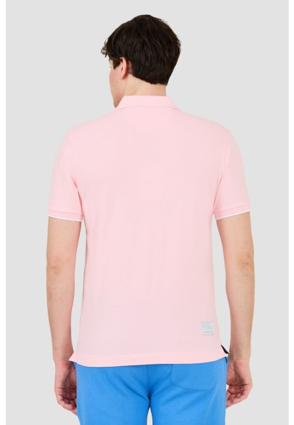 La Martina - LA MARTINA Różowe męskie polo z dużym logo, Rozmiar XL. Typ kołnierza: polo. Kolor: różowy