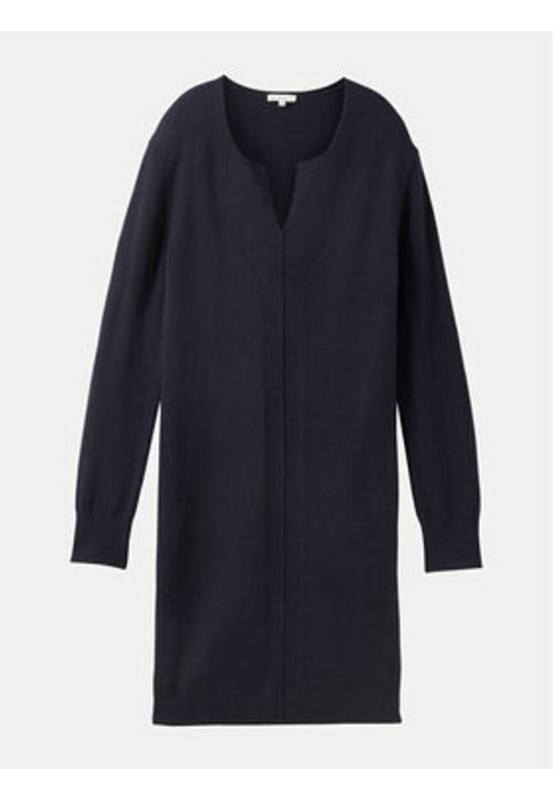 Tom Tailor Sukienka dzianinowa 1044536 Granatowy Regular Fit. Kolor: niebieski. Materiał: bawełna