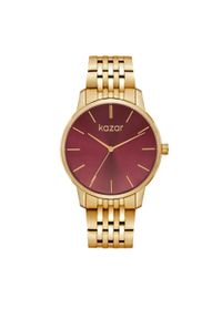 Kazar - Złoty zegarek z bordową tarczą. Kolor: złoty. Styl: elegancki #1