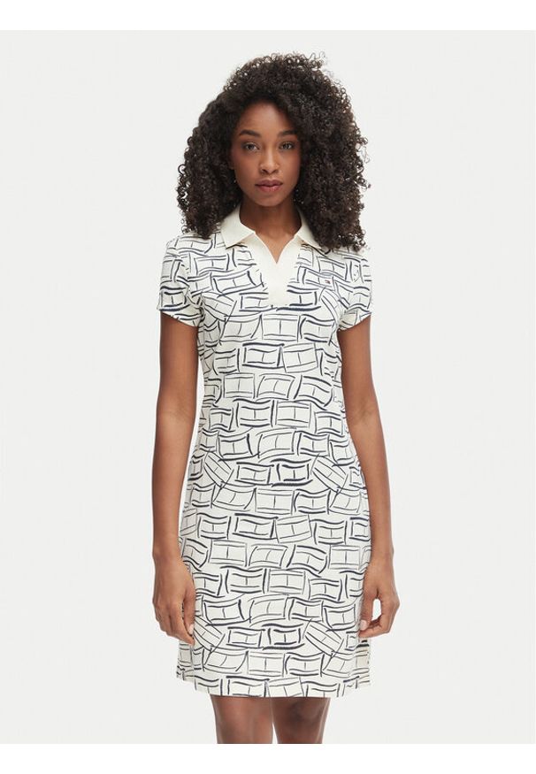 TOMMY HILFIGER - Tommy Hilfiger Sukienka codzienna 1985 Pique WW0WW49719 Beżowy jasny Regular Fit. Okazja: na co dzień. Kolor: beżowy. Materiał: bawełna. Typ sukienki: proste. Styl: casual