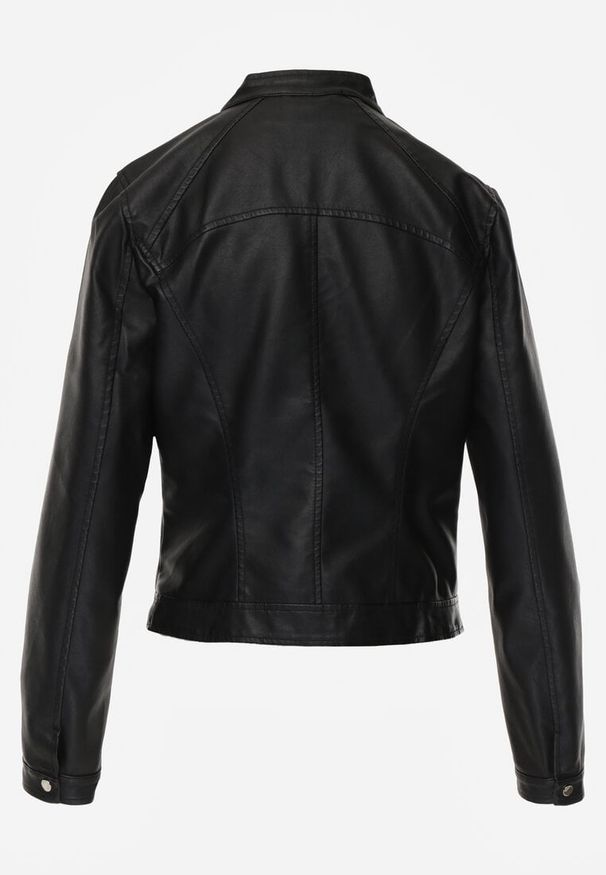 Renee - Czarna Taliowana Kurtka Ramoneska o Klasycznym Fasonie Tessana. Okazja: na randkę. Kolor: czarny. Materiał: poliester, jeans. Styl: klasyczny