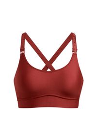 Biustonosz treningowy damski Under Armour UA Infinity Mid 2.0 Bra - czerwony. Kolor: czerwony. Materiał: elastan, poliester. Rodzaj stanika: różne sposoby noszenia, odpinane ramiączka. Sport: kolarstwo, fitness