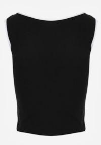 Renee - Czarny Prążkowany Top z Bawełny Ozdobiony Guzikami przy Dekolcie Beralissa. Okazja: na co dzień. Kolor: czarny. Materiał: prążkowany, bawełna. Wzór: aplikacja. Styl: casual #7