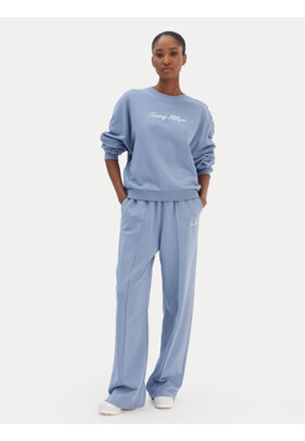 TOMMY HILFIGER - Tommy Hilfiger Bluza Script WW0WW48783 Niebieski Relaxed Fit. Kolor: niebieski. Materiał: bawełna