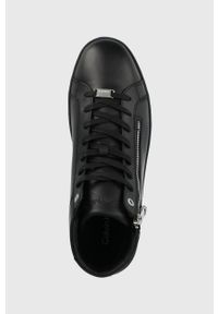 Calvin Klein sneakersy skórzane kolor czarny. Nosek buta: okrągły. Kolor: czarny. Materiał: skóra. Szerokość cholewki: normalna. Obcas: na obcasie. Wysokość obcasa: niski #3