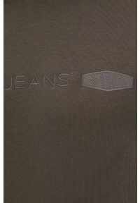 Cross Jeans Bluza męska kolor zielony z kapturem gładka. Okazja: na co dzień. Typ kołnierza: kaptur. Kolor: zielony. Materiał: dzianina. Wzór: gładki, haft. Styl: casual #4