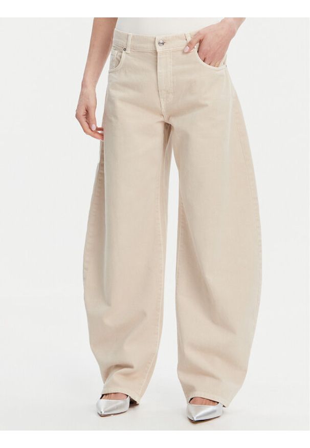 ViCOLO Jeansy DD5146 Beżowy Wide Leg. Kolor: beżowy