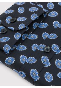 Pako Lorente - PAKO LORENTE – Granatowa koszula w kwiaty. Kolor: czarny, niebieski. Materiał: elastan, bawełna. Długość rękawa: długi rękaw. Długość: długie. Wzór: kwiaty #3