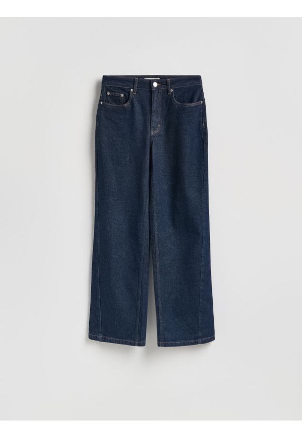 Reserved - Jeansy wide leg z przeszyciem - indigo jeans