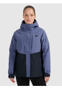 4f - 4F Kurtka trekkingowa membrana 10000 damska - granatowa XS. Kolor: niebieski. Materiał: tkanina, materiał. Długość rękawa: raglanowy rękaw. Technologia: Primaloft. Sezon: zima. Sport: wspinaczka, turystyka piesza #1