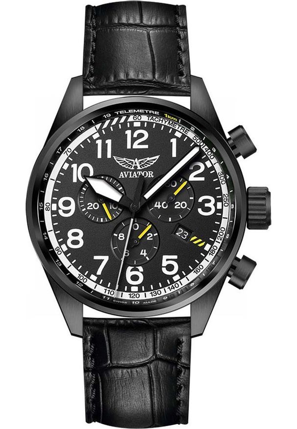 AVIATOR - Zegarek Aviator Zegarek męski Aviator V.2.25.5.169.4 czarny. Kolor: czarny