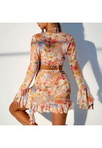 Intica - Zestaw plażowy damski z falbanami idealny na lato Belva. Kolor: wielokolorowy. Materiał: materiał #3