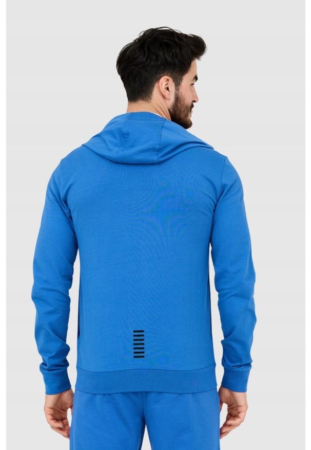 EA7 Emporio Armani - EA7 Niebieska bluza męska z kapturem, Rozmiar S. Typ kołnierza: kaptur. Kolor: niebieski