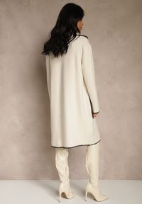 Renee - Beżowy Kardigan z Haftowaną Lamówką Tuscele. Okazja: na co dzień. Kolor: beżowy. Materiał: jeans. Wzór: haft. Styl: casual, elegancki #5