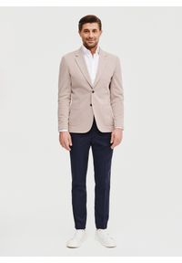 Pako Lorente - Beżowa marynarka melanż. Okazja: na co dzień. Kolor: beżowy. Materiał: poliester, bawełna, dzianina. Wzór: melanż. Sezon: wiosna. Styl: casual #6