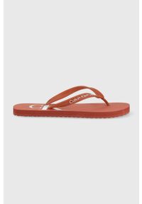 Calvin Klein Jeans japonki Beach Sandal Monogram męskie kolor czerwony. Kolor: czerwony. Materiał: materiał, guma. Wzór: gładki. Obcas: na obcasie. Wysokość obcasa: niski