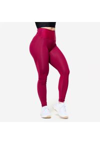 DOMYOS - Legginsy fitness damskie Domyos. Stan: podwyższony. Materiał: materiał, skóra. Sport: fitness