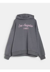 Sinsay - Bluza hoodie w stylu akademickim - szary. Kolor: szary