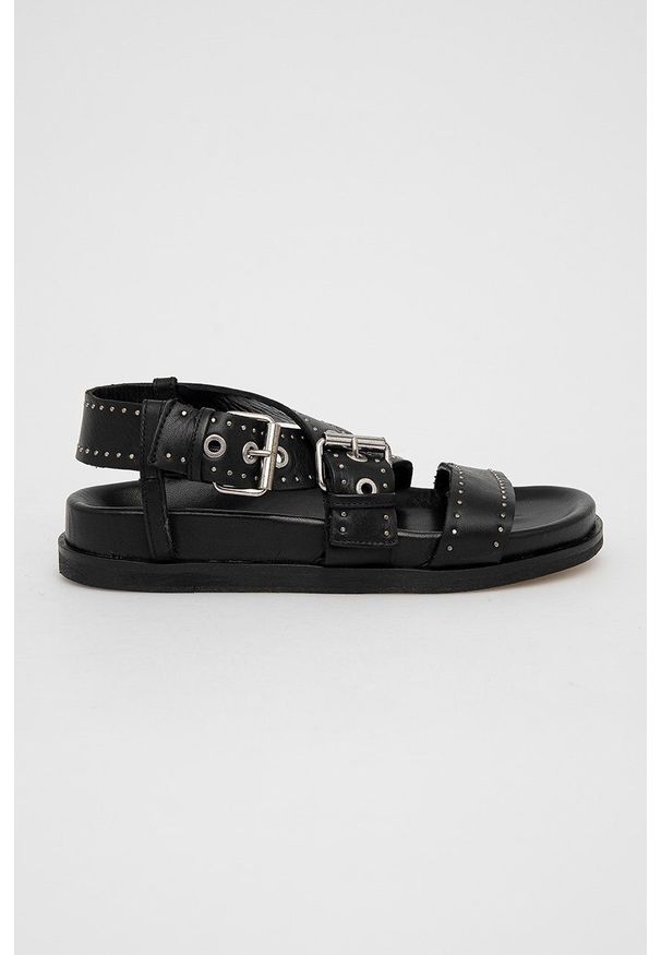 AllSaints Sandały skórzane NINA damskie kolor czarny. Zapięcie: klamry. Kolor: czarny. Materiał: skóra