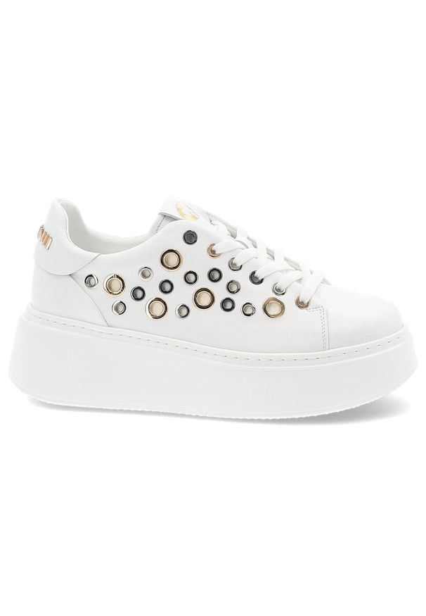 Białe Sneakersy Carinii Modne Obuwie Damskie Na Platformie. Kolor: biały. Materiał: materiał. Obcas: na platformie. Styl: elegancki, sportowy