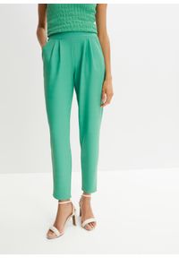 bonprix - Spodnie z gumką w talii. Kolor: zielony #1