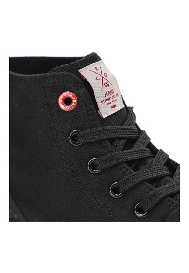 Czarne Trampki Cross Jeans Damskie Wygodne Obuwie. Kolor: czarny. Materiał: materiał. Szerokość cholewki: normalna