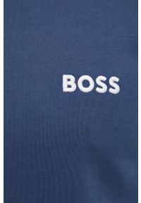 BOSS bluza męska kolor niebieski z aplikacją. Okazja: na co dzień. Kolor: niebieski. Materiał: materiał. Wzór: aplikacja. Styl: casual #3