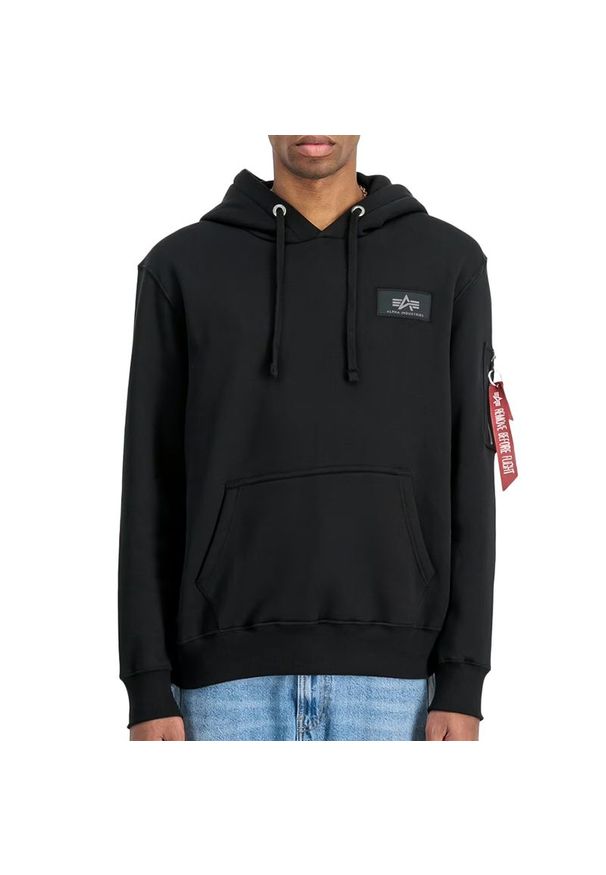 Bluza Alpha Industries Back Print Hoodie 17831803 - czarna. Kolor: czarny. Materiał: bawełna, poliester. Wzór: nadruk. Styl: sportowy, klasyczny
