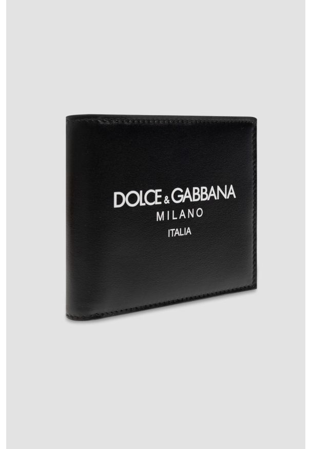 Dolce and Gabbana - DOLCE & GABBANA Czarny męski portfel skórzany. Kolor: czarny. Materiał: skóra