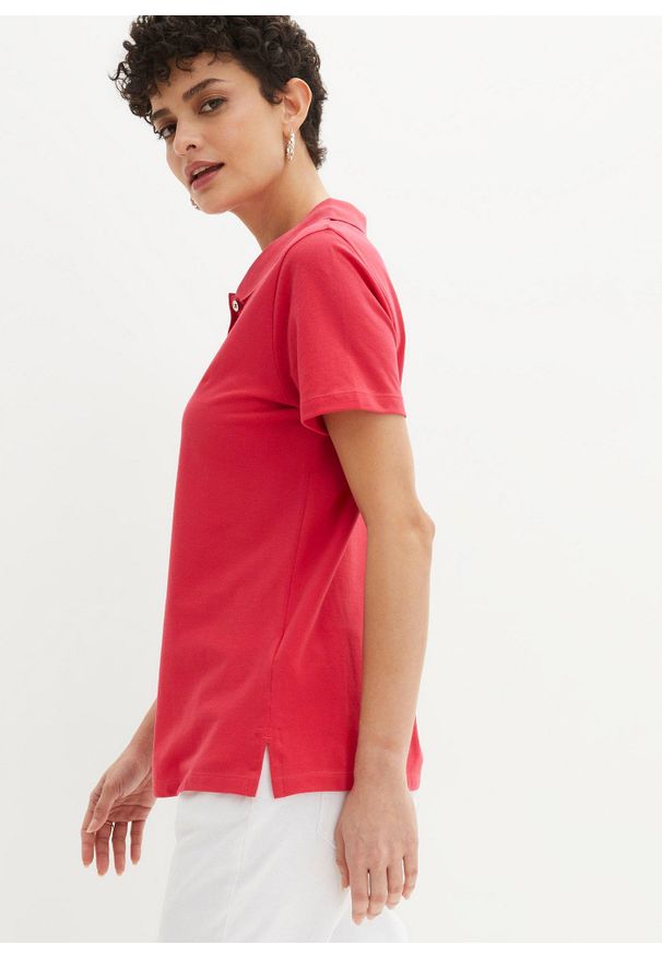 bonprix - Shirt polo. Typ kołnierza: polo. Kolor: czerwony. Wzór: aplikacja. Styl: klasyczny