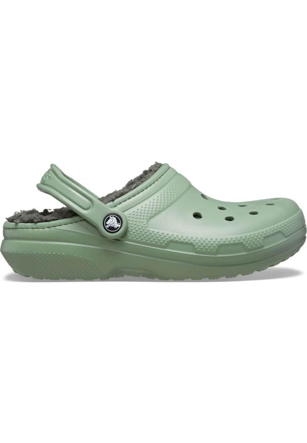 Klapki Crocs Classic Lined Clog. Kolor: zielony. Materiał: tkanina, guma