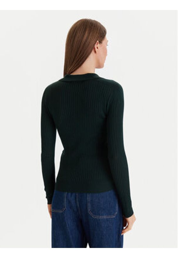 Lacoste Sweter AF4006 Zielony Slim Fit. Kolor: zielony. Materiał: wełna