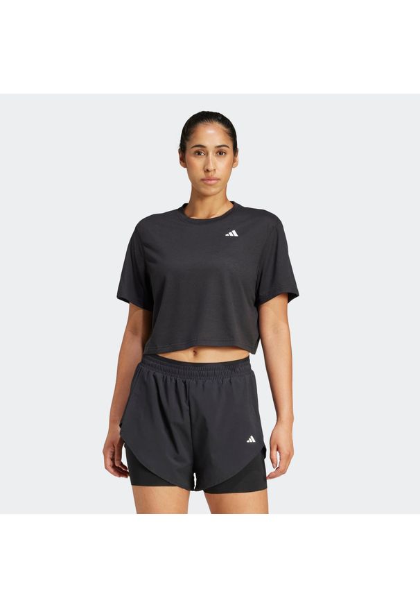 Adidas - Koszulka fitness damska ADIDAS krótki rękaw. Materiał: materiał. Długość rękawa: krótki rękaw. Długość: krótkie. Sport: fitness