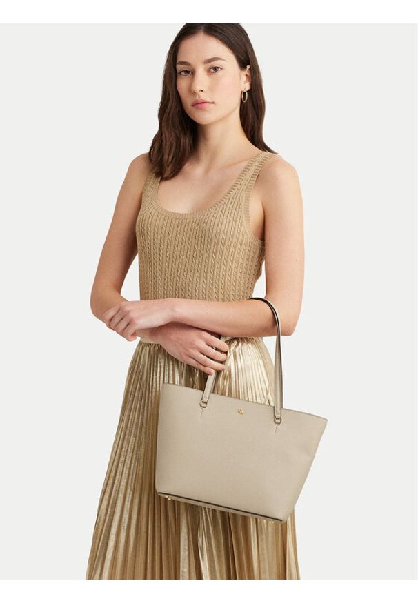 Lauren Ralph Lauren - LAUREN RALPH LAUREN Torebka 431924351004 Beżowy. Kolor: beżowy. Materiał: skórzane