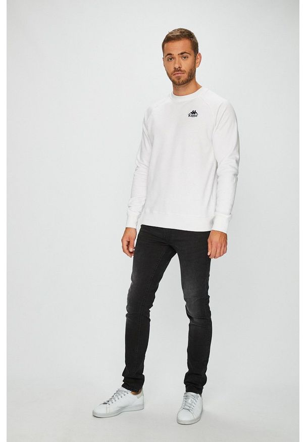 Kappa - Bluza. Okazja: na co dzień. Kolor: biały. Materiał: dzianina. Długość rękawa: raglanowy rękaw. Styl: casual