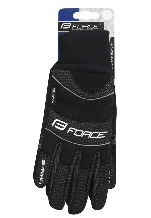 FORCE - Rękawiczki rowerowe zimowe dla dorosłych Force Windster Spring. Kolor: czarny. Sezon: zima