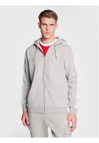 Adidas - adidas Bluza 3-Stripes ED5969 Szary Regular Fit. Kolor: szary. Materiał: bawełna