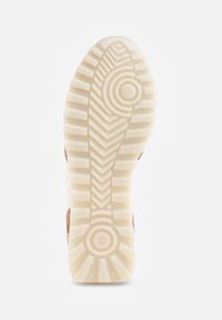 Born2be - Beżowo-Złote Skórzane Sneakersy z Metaliczną Ozdobą Rioneira. Zapięcie: sznurówki. Kolor: beżowy. Materiał: skóra. Wzór: aplikacja #9