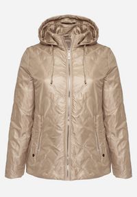 Born2be - Ciemnobeżowa Kurtka Pikowana z Odpinanym Kapturem Marinos. Kolekcja: plus size. Kolor: beżowy. Styl: elegancki #2