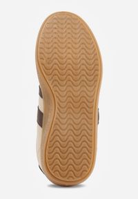 Renee - Beżowo-Brązowe Sneakersy Typu Tenisówki Ozdobione Paskami po Bokach Fefia. Okazja: na co dzień. Zapięcie: pasek. Kolor: beżowy. Materiał: jeans. Wzór: aplikacja. Sezon: wiosna #3