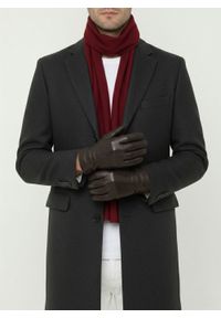 His Story - Brązowe Męskie Skórzane Rękawiczki, Skóra Bydlęca -HIS STORY- Eleganckie, Jesienno-Zimowe, Ocieplane. Kolor: brązowy, beżowy, wielokolorowy. Materiał: skóra. Sezon: zima, jesień. Styl: elegancki #2