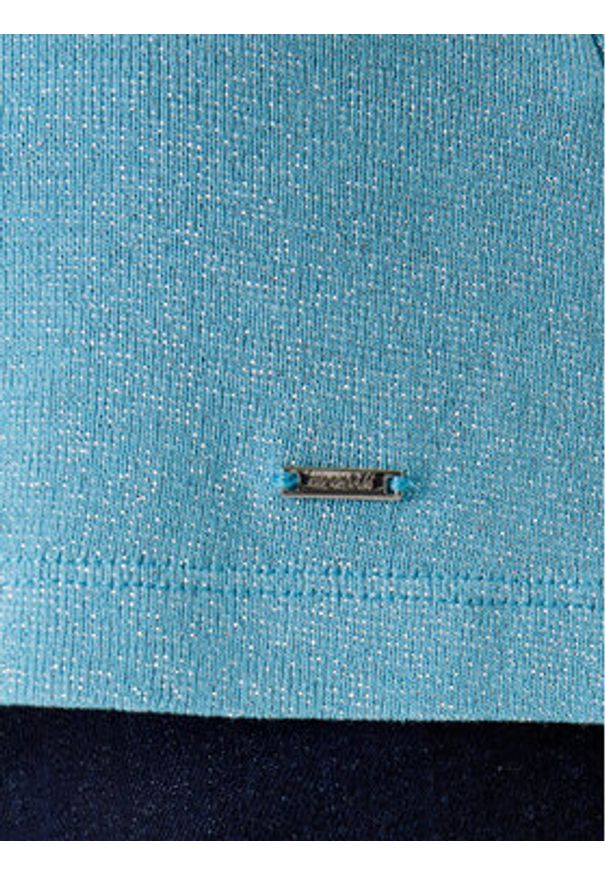 Morgan Top 251-DIDONI Turkusowy Slim Fit. Kolor: turkusowy. Materiał: wiskoza