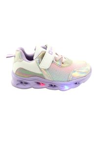 NEWS - ADI Buty Sportowe Świecące LED Rzepy News 22DZ32-4837 Lilac-White fioletowe różowe srebrny. Zapięcie: rzepy. Kolor: różowy, srebrny, wielokolorowy, fioletowy. Materiał: skóra ekologiczna, materiał #6