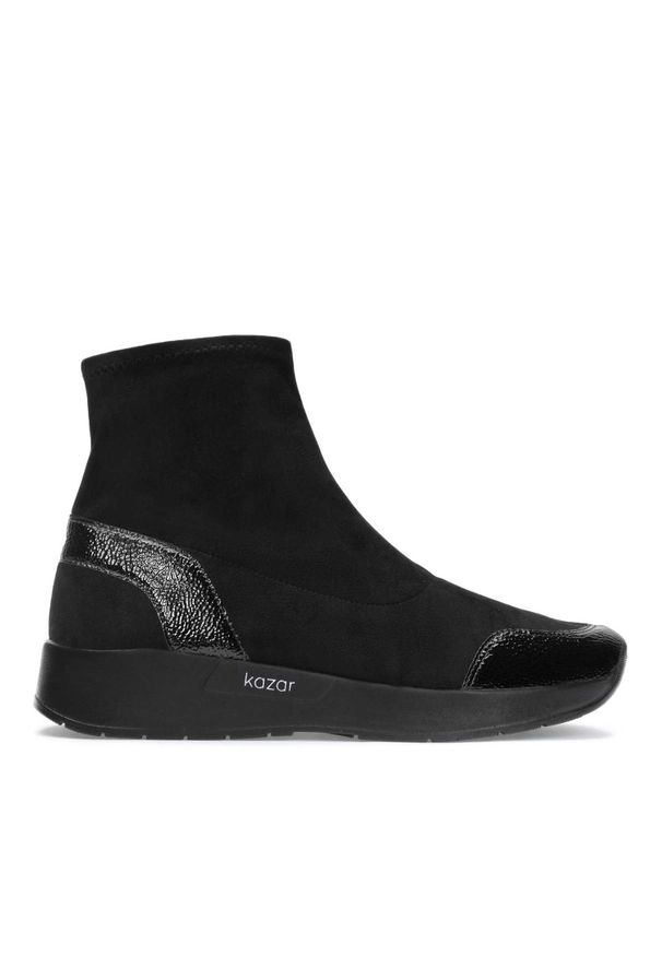Kazar - Czarne sneakersy damskie. Kolor: czarny. Materiał: tkanina