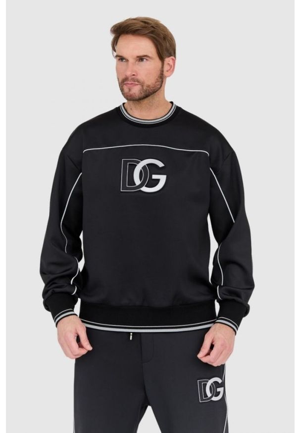 Dolce and Gabbana - DOLCE & GABBANA Czarna męska bluza z dużym logo, Rozmiar 52. Kolor: czarny
