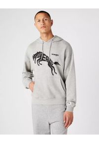 Wrangler - WRANGLER 75TH ANNI HOODIE MĘSKA BLUZA Z KAPTUREM MID GREY MEL W645HTX37. Typ kołnierza: kaptur