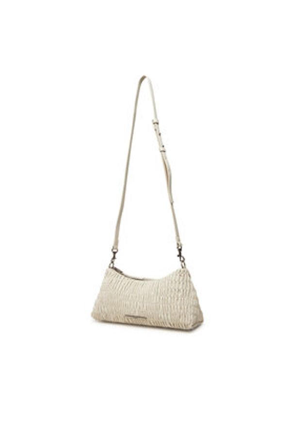 Calvin Klein Jeans Torebka Rouched Shoulder Bag LV04K3088G Écru. Materiał: skórzane